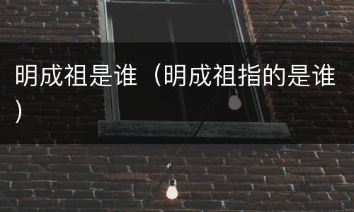 明成祖是谁（明成祖指的是谁）