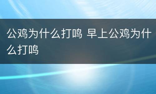公鸡为什么打鸣 早上公鸡为什么打鸣