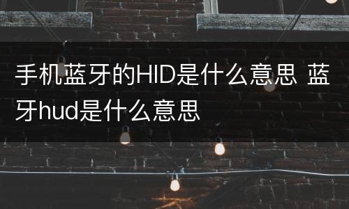 手机蓝牙的HID是什么意思 蓝牙hud是什么意思