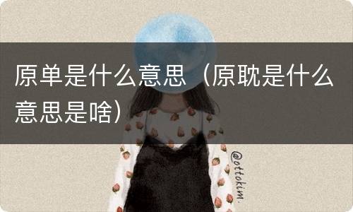 原单是什么意思（原耽是什么意思是啥）