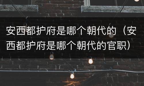 安西都护府是哪个朝代的（安西都护府是哪个朝代的官职）