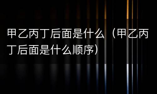 甲乙丙丁后面是什么（甲乙丙丁后面是什么顺序）