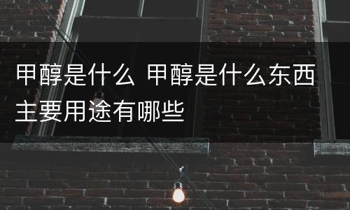 甲醇是什么 甲醇是什么东西 主要用途有哪些