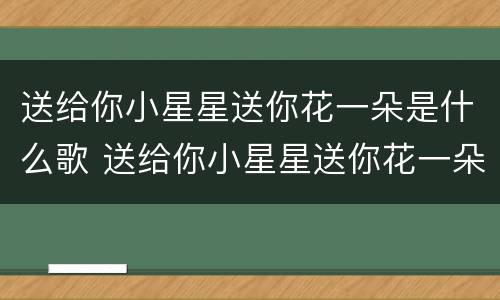 送给你小星星送你花一朵是什么歌 送给你小星星送你花一朵歌曲名字