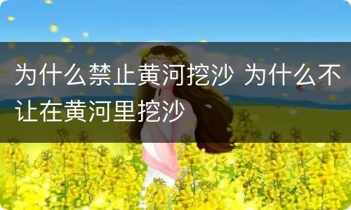 为什么禁止黄河挖沙 为什么不让在黄河里挖沙