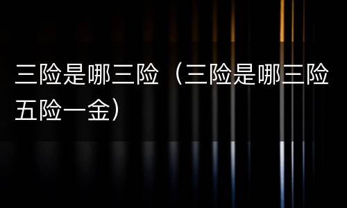 三险是哪三险（三险是哪三险五险一金）