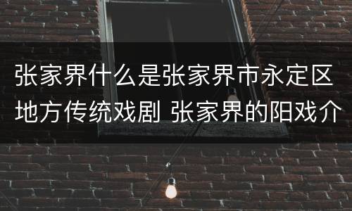 张家界什么是张家界市永定区地方传统戏剧 张家界的阳戏介绍
