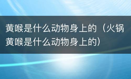 黄喉是什么动物身上的（火锅黄喉是什么动物身上的）