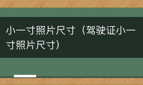 小一寸照片尺寸（驾驶证小一寸照片尺寸）