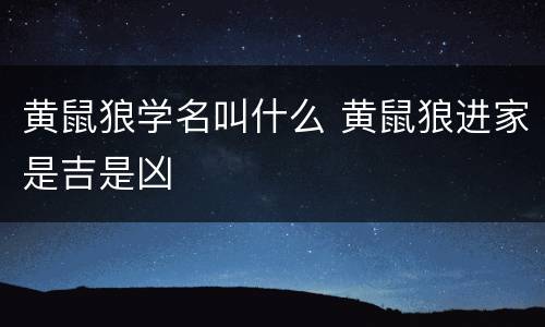 黄鼠狼学名叫什么 黄鼠狼进家是吉是凶