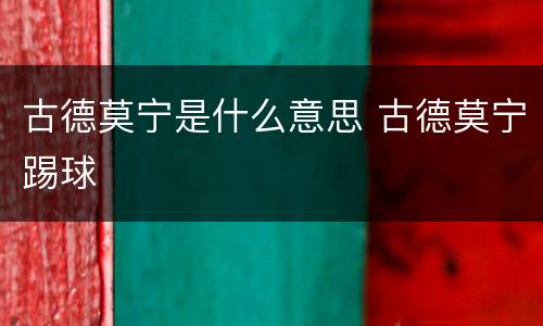 古德莫宁是什么意思 古德莫宁踢球