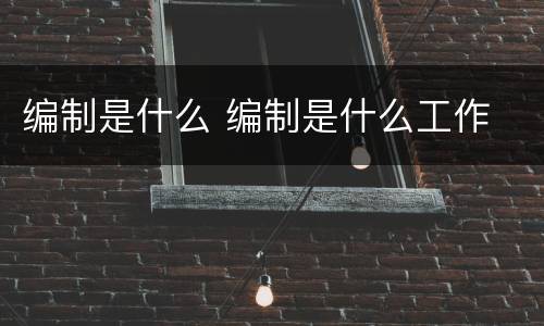 编制是什么 编制是什么工作