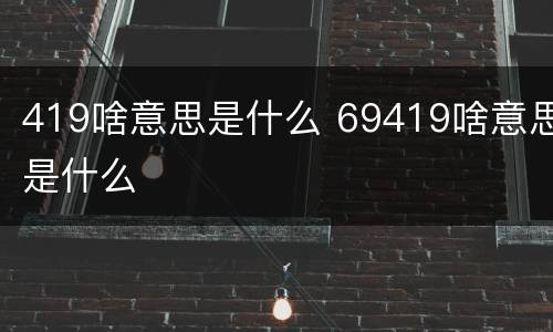 419啥意思是什么 69419啥意思是什么