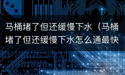 马桶堵了但还缓慢下水（马桶堵了但还缓慢下水怎么通最快）