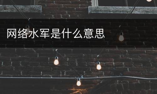 网络水军是什么意思