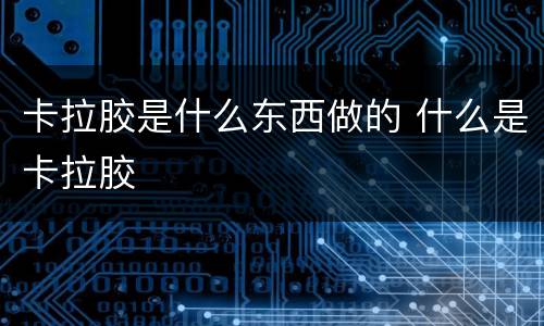卡拉胶是什么东西做的 什么是卡拉胶