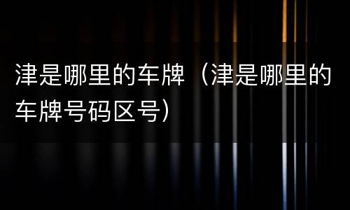 津是哪里的车牌（津是哪里的车牌号码区号）
