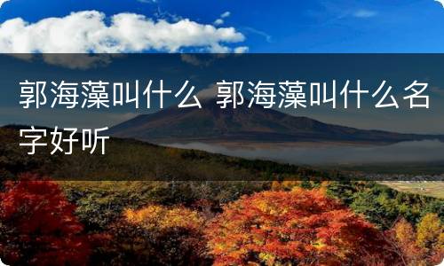 郭海藻叫什么 郭海藻叫什么名字好听