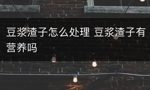 豆浆渣子怎么处理 豆浆渣子有营养吗