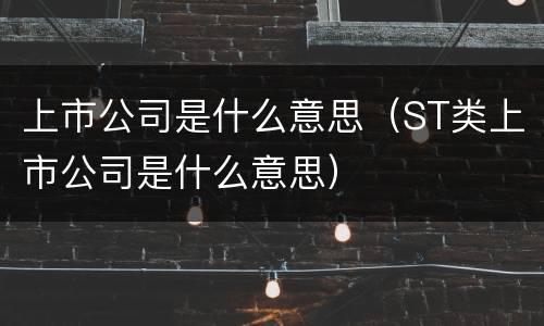 上市公司是什么意思（ST类上市公司是什么意思）