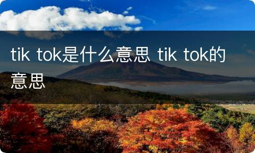 tik tok是什么意思 tik tok的意思