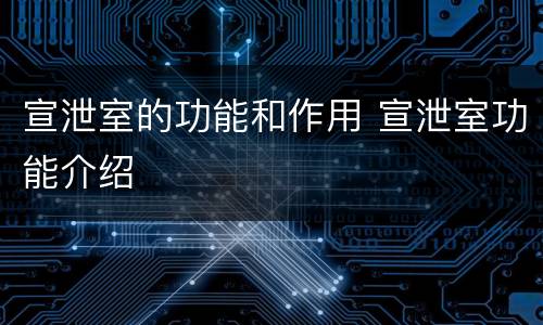 宣泄室的功能和作用 宣泄室功能介绍