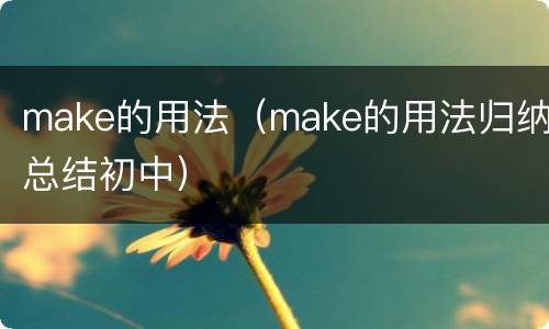 make的用法（make的用法归纳总结初中）
