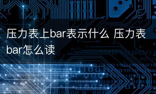压力表上bar表示什么 压力表bar怎么读