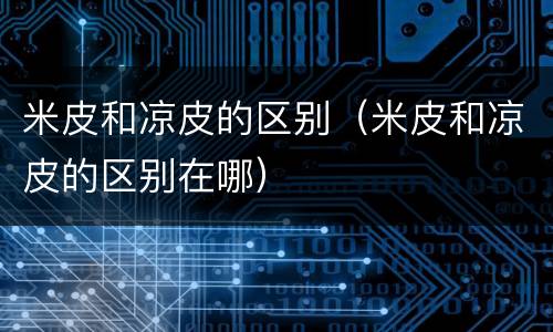 米皮和凉皮的区别（米皮和凉皮的区别在哪）
