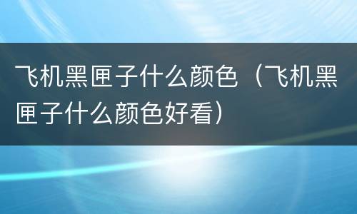 飞机黑匣子什么颜色（飞机黑匣子什么颜色好看）