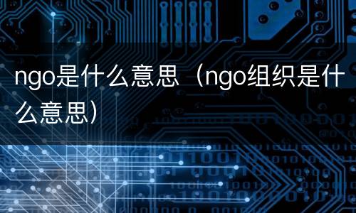 ngo是什么意思（ngo组织是什么意思）