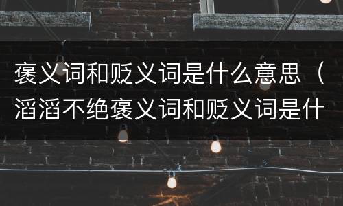 褒义词和贬义词是什么意思（滔滔不绝褒义词和贬义词是什么意思）