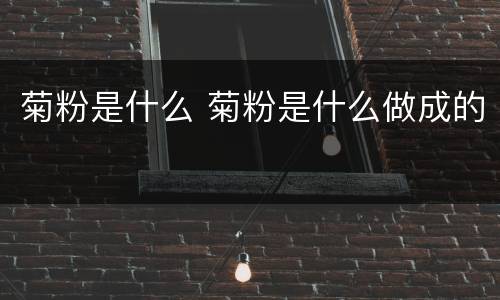 菊粉是什么 菊粉是什么做成的