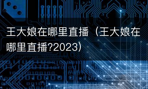 王大娘在哪里直播（王大娘在哪里直播?2023）