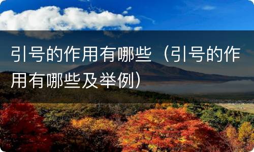 引号的作用有哪些（引号的作用有哪些及举例）