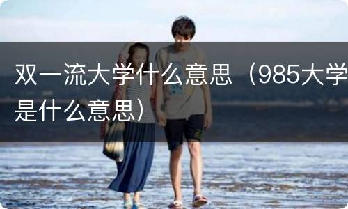 双一流大学什么意思（985大学是什么意思）