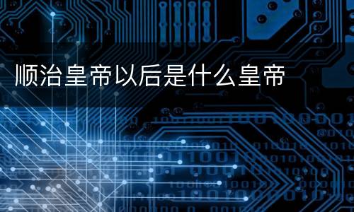 顺治皇帝以后是什么皇帝