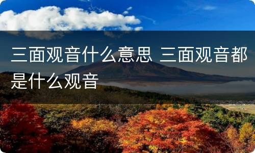 三面观音什么意思 三面观音都是什么观音