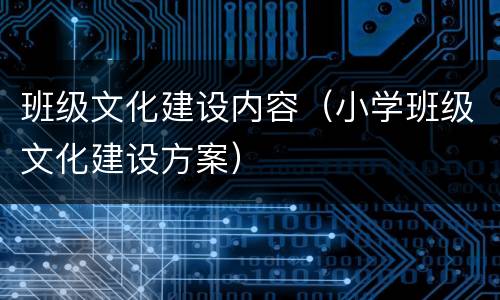 班级文化建设内容（小学班级文化建设方案）