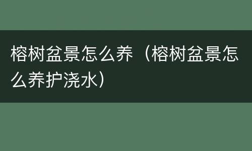 榕树盆景怎么养（榕树盆景怎么养护浇水）