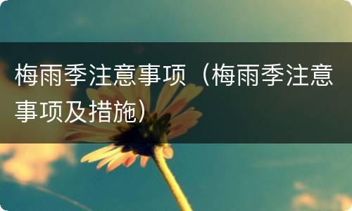 梅雨季注意事项（梅雨季注意事项及措施）