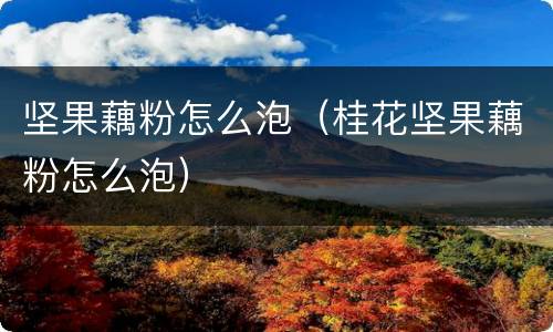 坚果藕粉怎么泡（桂花坚果藕粉怎么泡）