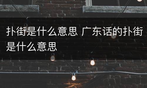 扑街是什么意思 广东话的扑街是什么意思
