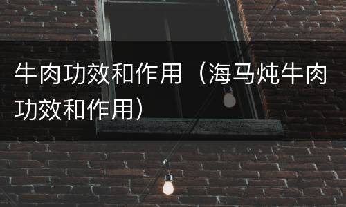 牛肉功效和作用（海马炖牛肉功效和作用）
