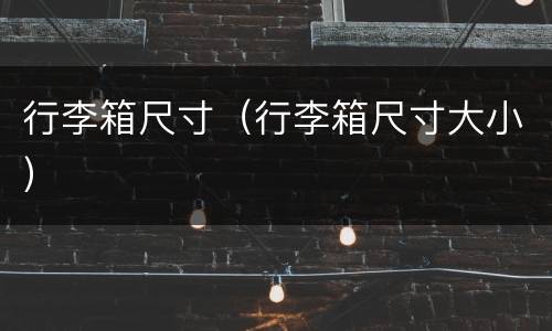 行李箱尺寸（行李箱尺寸大小）