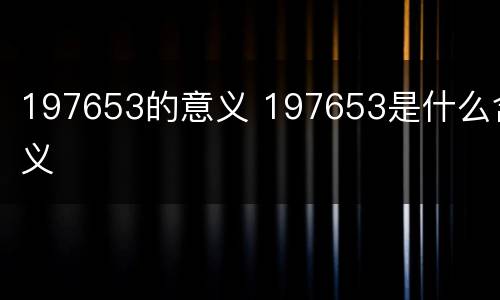 197653的意义 197653是什么含义