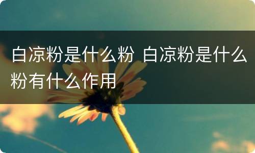 白凉粉是什么粉 白凉粉是什么粉有什么作用