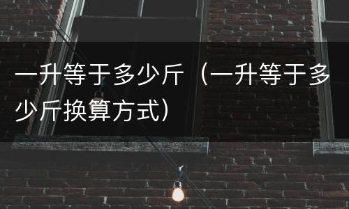 一升等于多少斤（一升等于多少斤换算方式）
